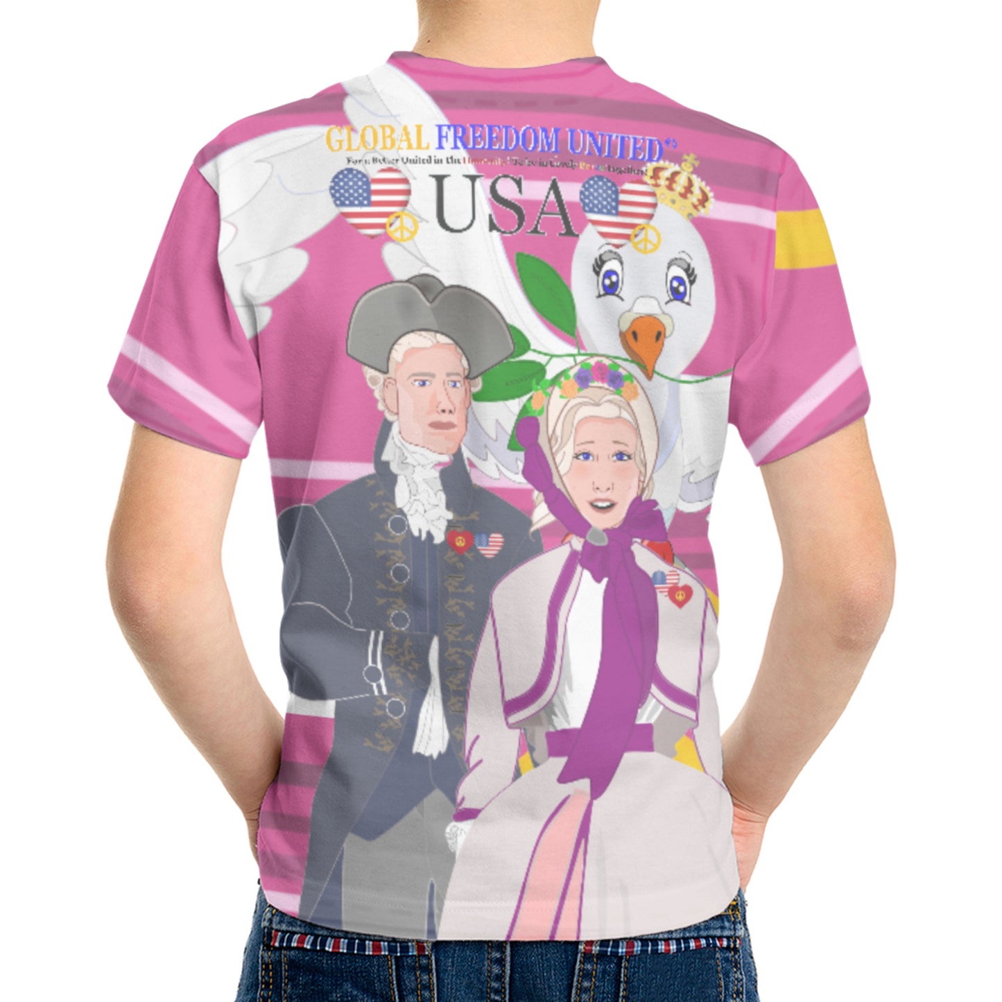 Kid´s T-shirt GLOBAL FREEDOM UNITED© Couple USA V3 Pink2
