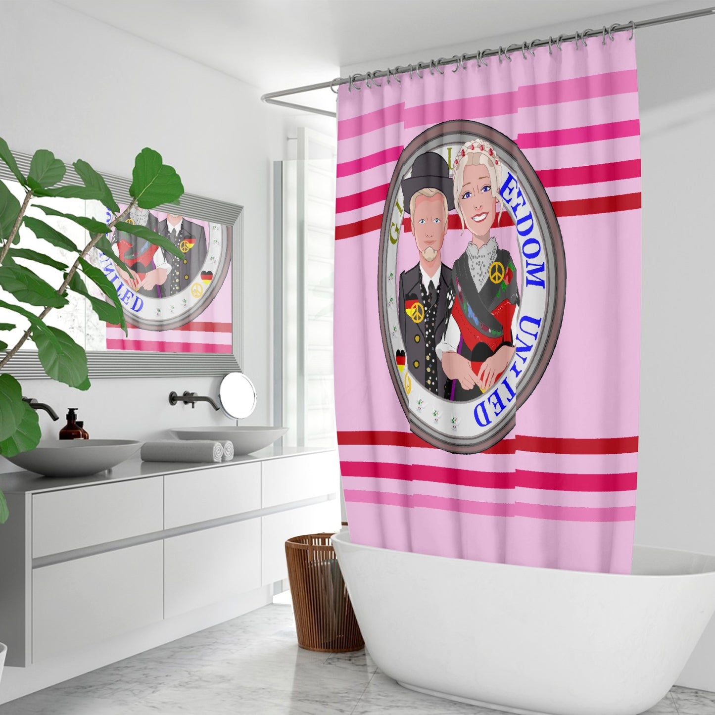 GLOBAL FREEDOM UNITED© Couple Germany V1 Pink1 - Quick-drying Shower Curtain