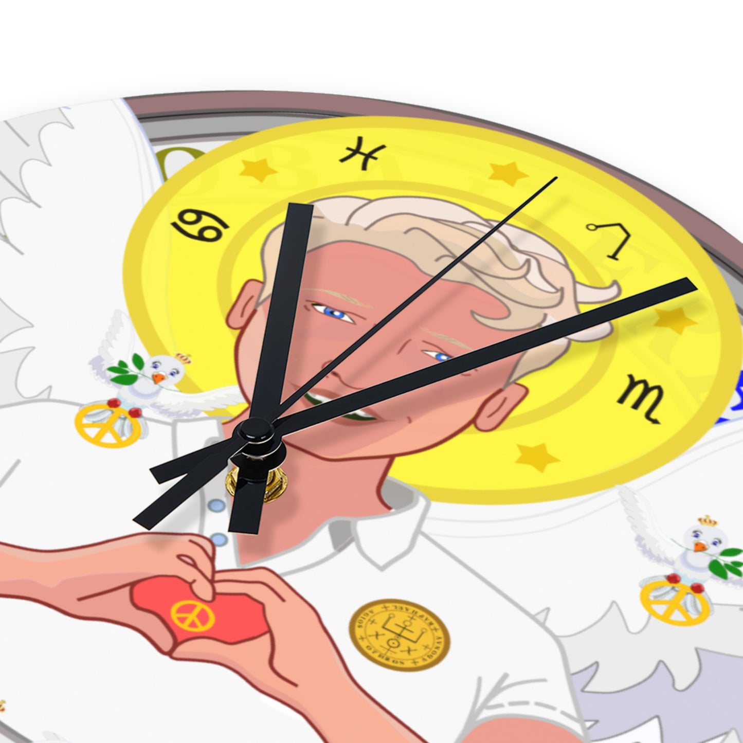 Wooden Wall Clock Without Scale GLOBAL FREEDOM UNITED© Archangel Rafael