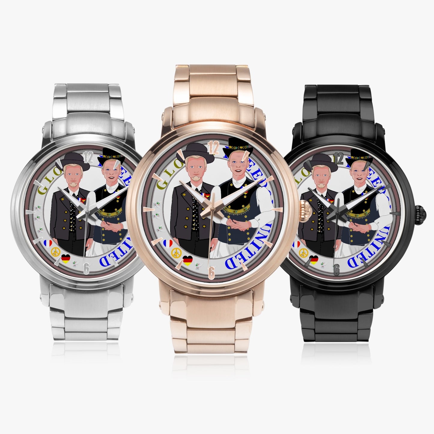 GLOBAL FREEDOM UNITED© New Steel Strap Automatic Watch (With Indicators) Men French & Germany