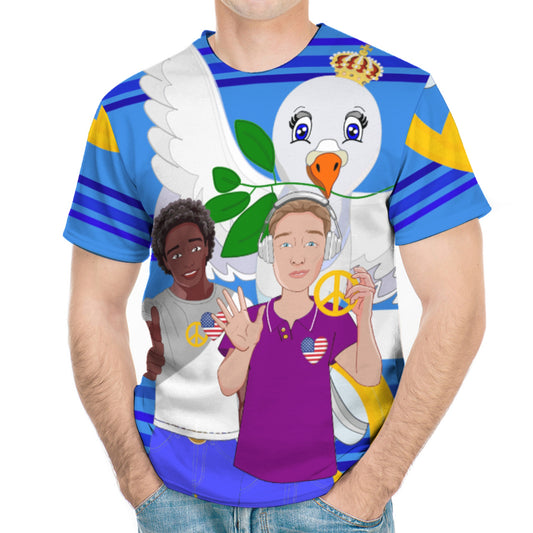 Men´s T-shirt GLOBAL FREEDOM UNITED© Anti Racism & Fascism USA Deep Blue