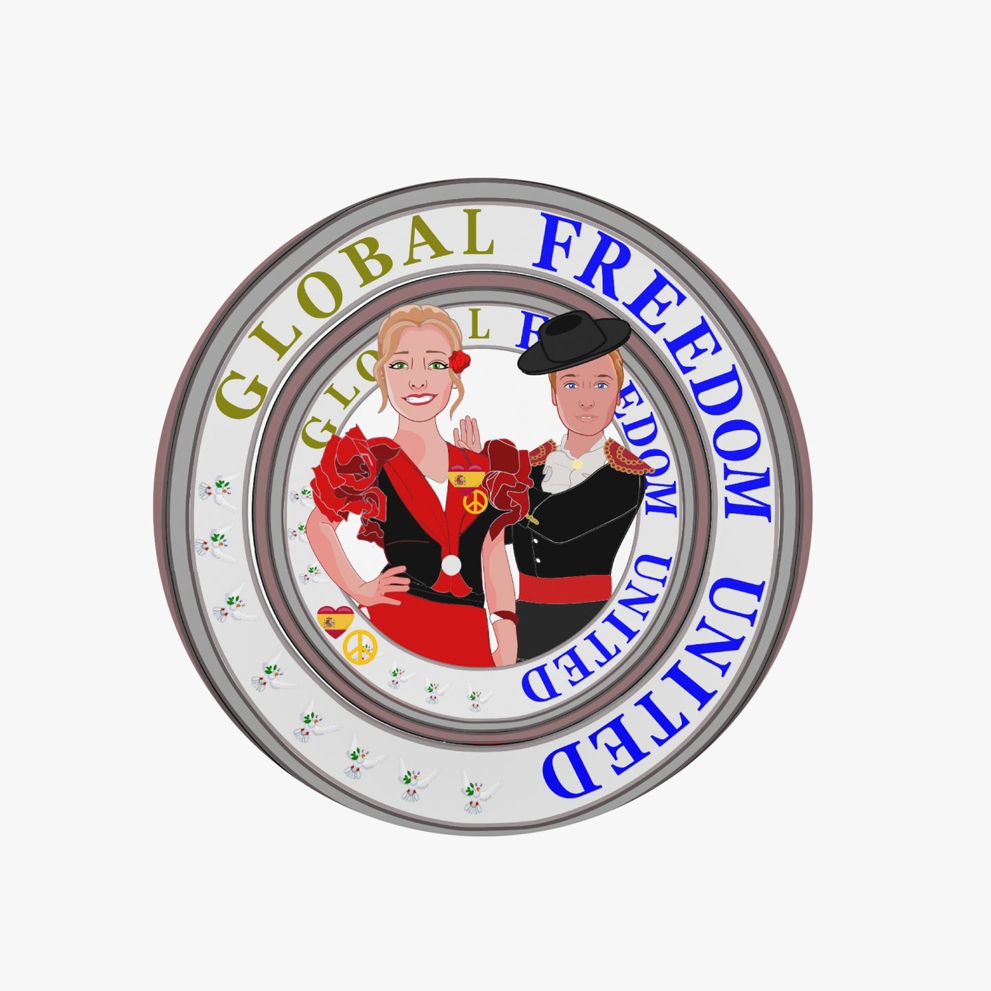 GLOBAL FREEDOM UNITED© Couple Spain Magnetic Collapsible Grip And Stand