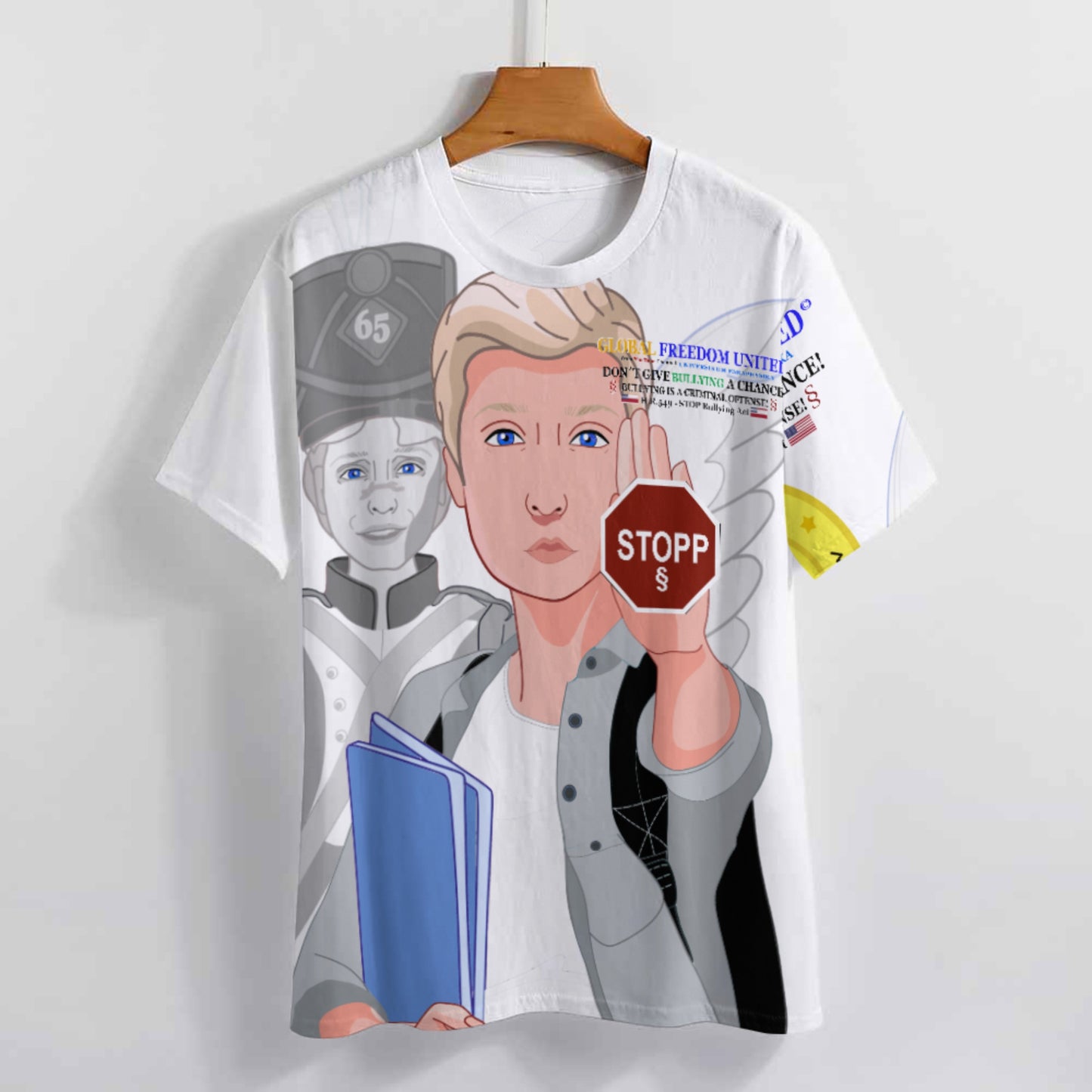 Men´s T-shirt GLOBAL FREEDOM UNITED© Anti Bullying T-shirt Wight USA