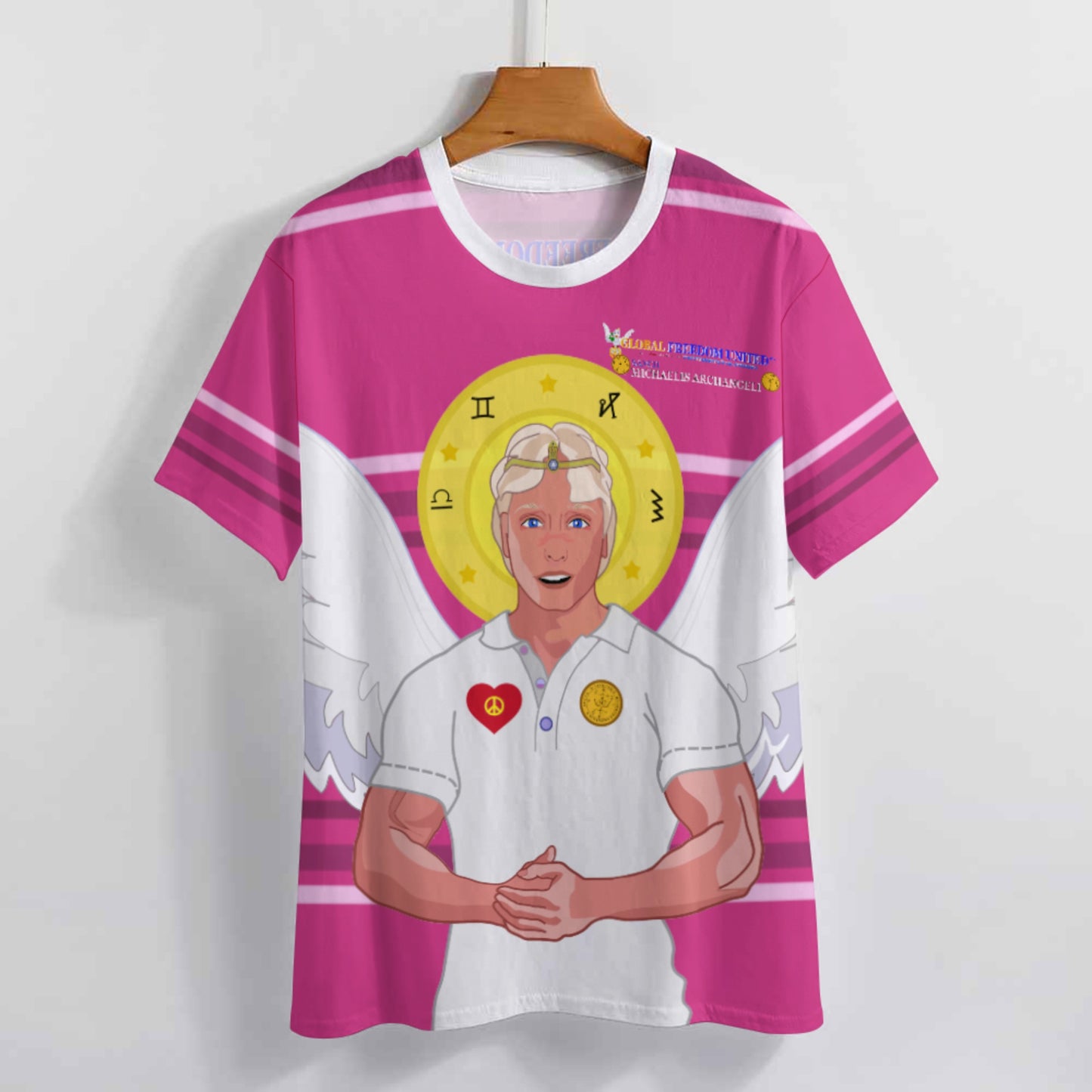 Women´s T-shirt  Global Freedom United© Archangel Michael In Latin V2 Pink2