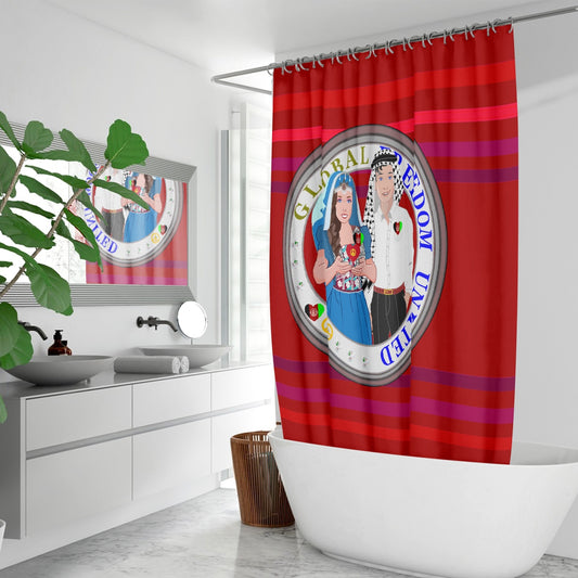 GLOBAL FREEDOM UNITED© Couple Afghanistan Red Quick-drying Shower Curtain