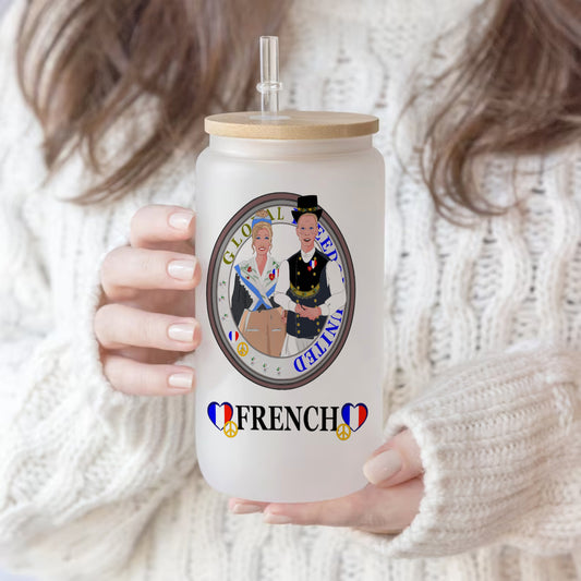 Frosted Glass Pipette Cup GLOBAL FREEDOM UNITED© Couple French