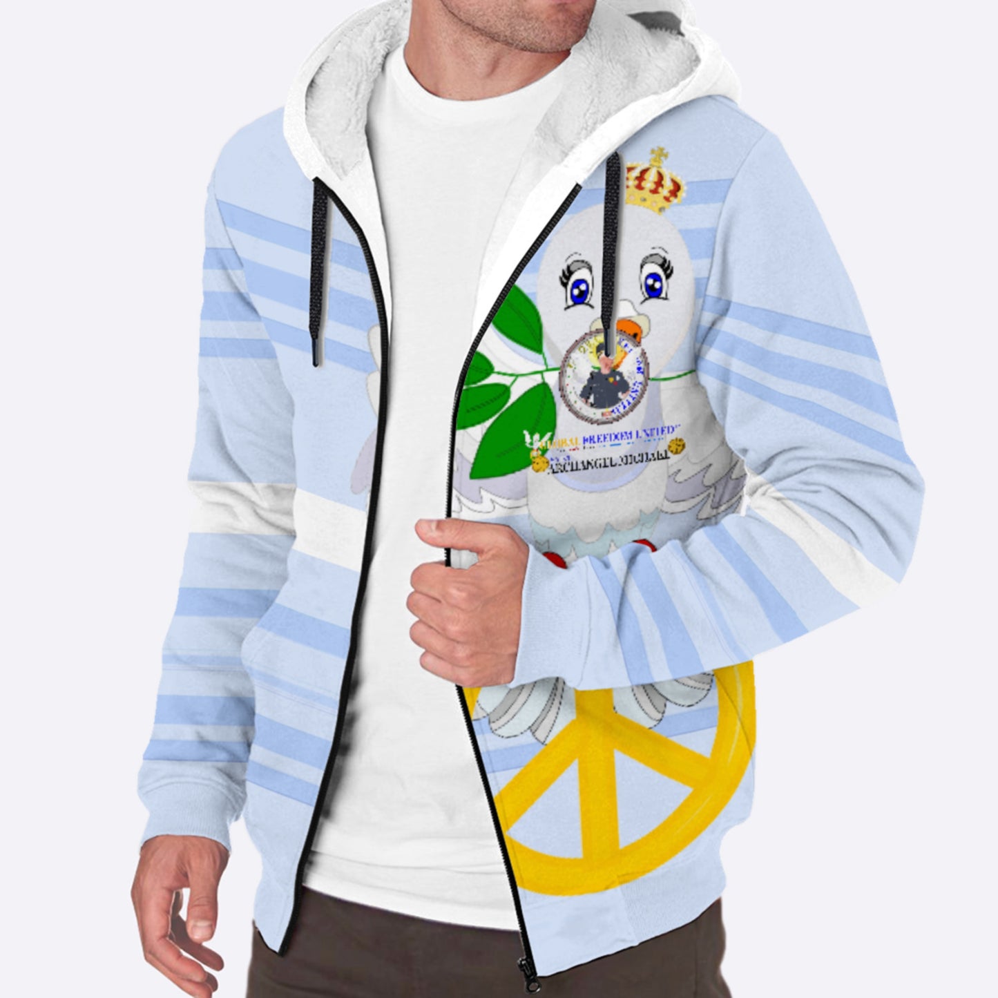 Plush Hoodie GLOBAL FREEDOM UNITED© Archangel Michael As Policemen Lieght Blue