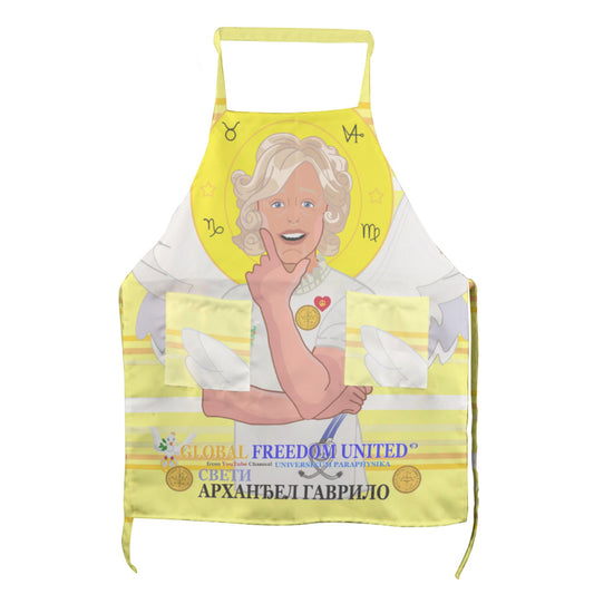 Apron GLOBAL FREEDOM UNITED© Archangel Gabriel Serbia Yellow