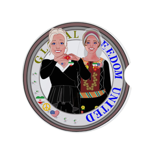 Ceramic Car Coaster GLOBAL FREEDOM UNITED© Women Iran & USA