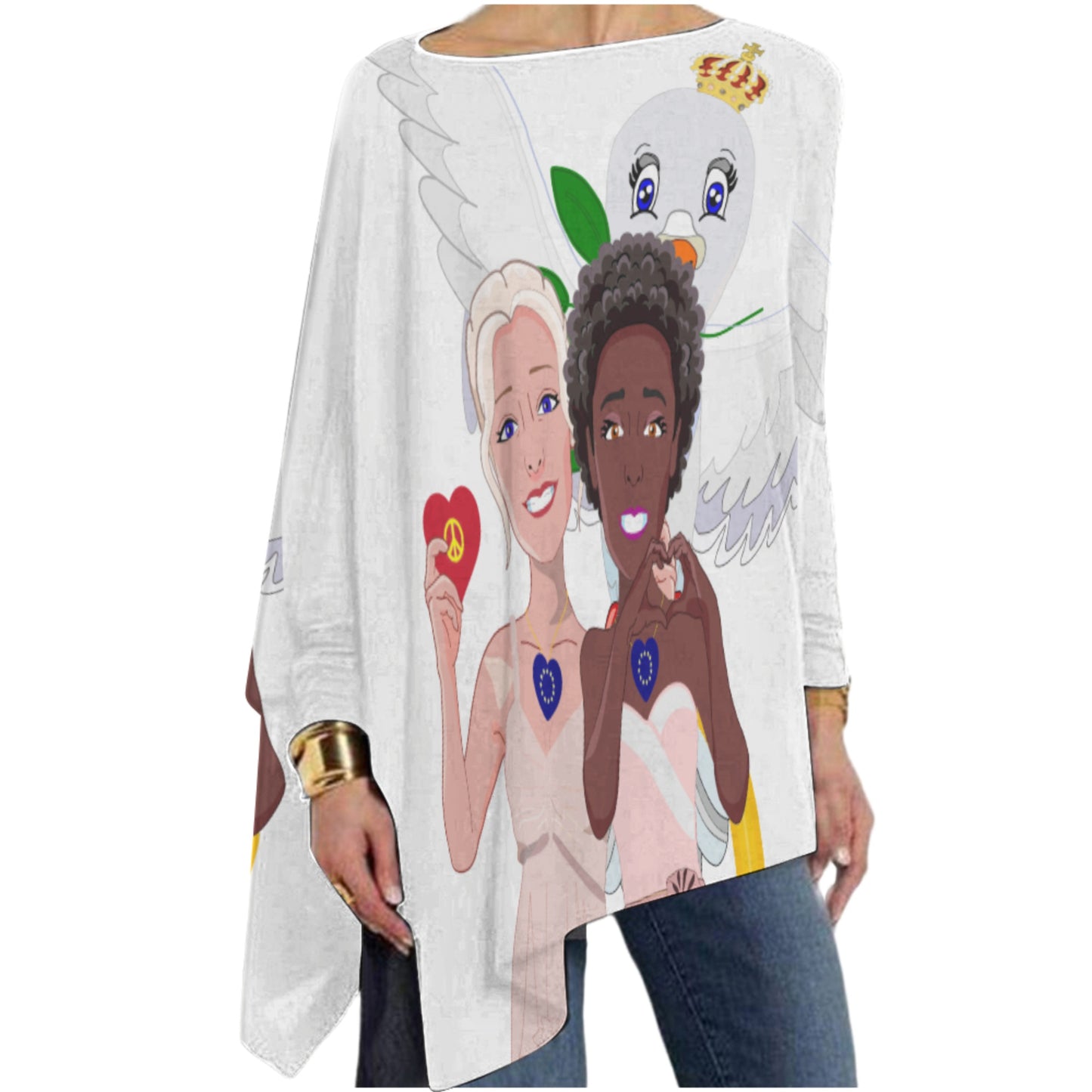 Pullover Long Sleeve T-shirt GLOBAL FREEDOM UNITED© Women Anti Fascism & Racism EU BIG