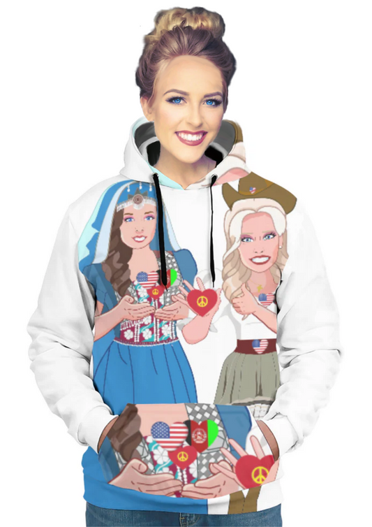 Hoodie GLOBAL FREEDOM UNITED© Women AFGHANISTAN & USA Big Wight