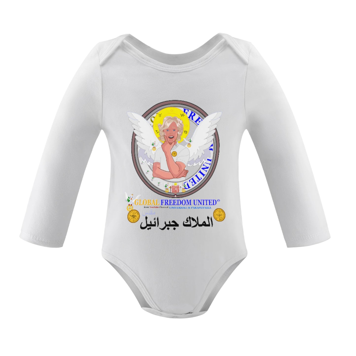 Baby Long-sleeve Bodysuit GLOBAL FREEDOM UNITED© Archangel Gabriel Arabic