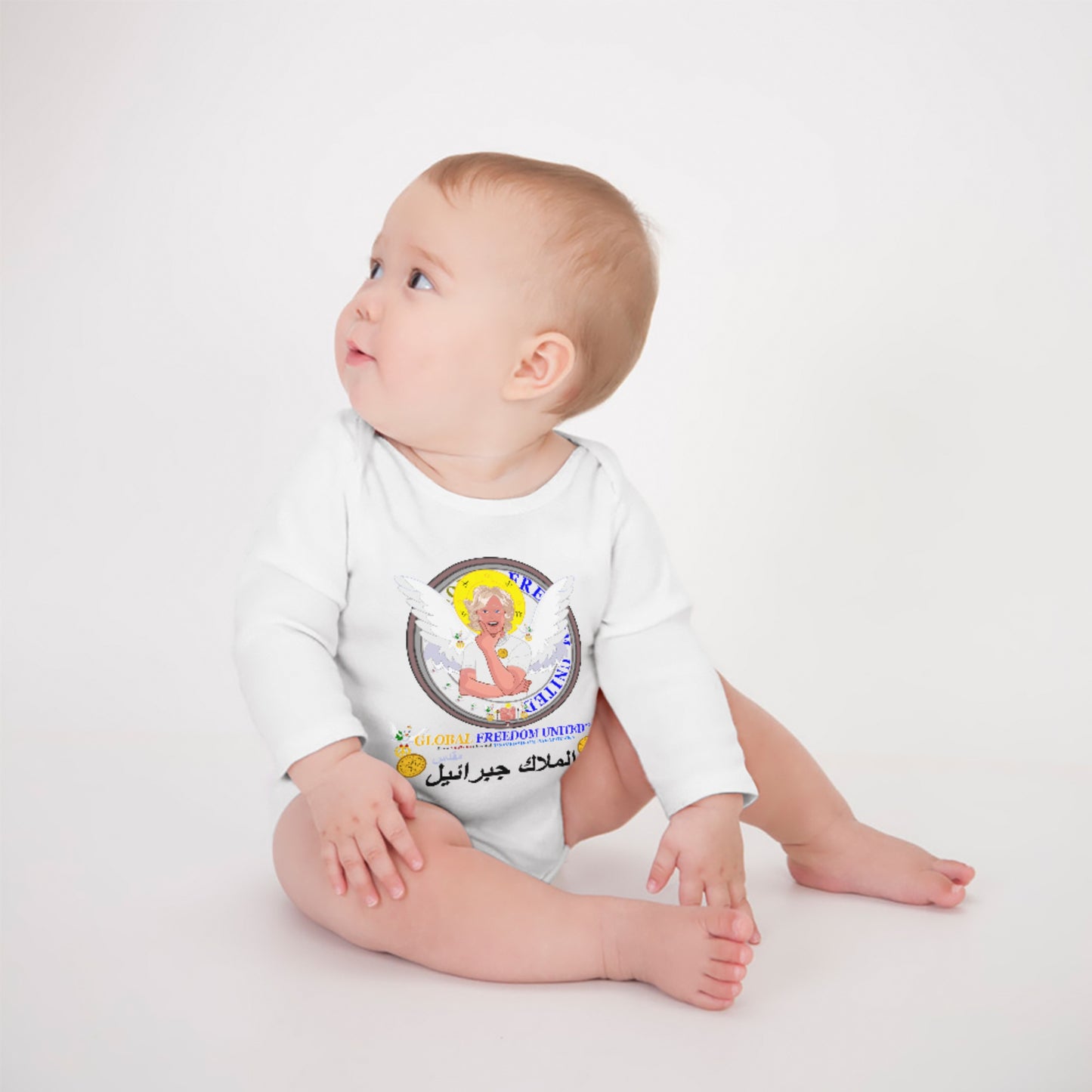 Baby Long-sleeve Bodysuit GLOBAL FREEDOM UNITED© Archangel Gabriel Arabic