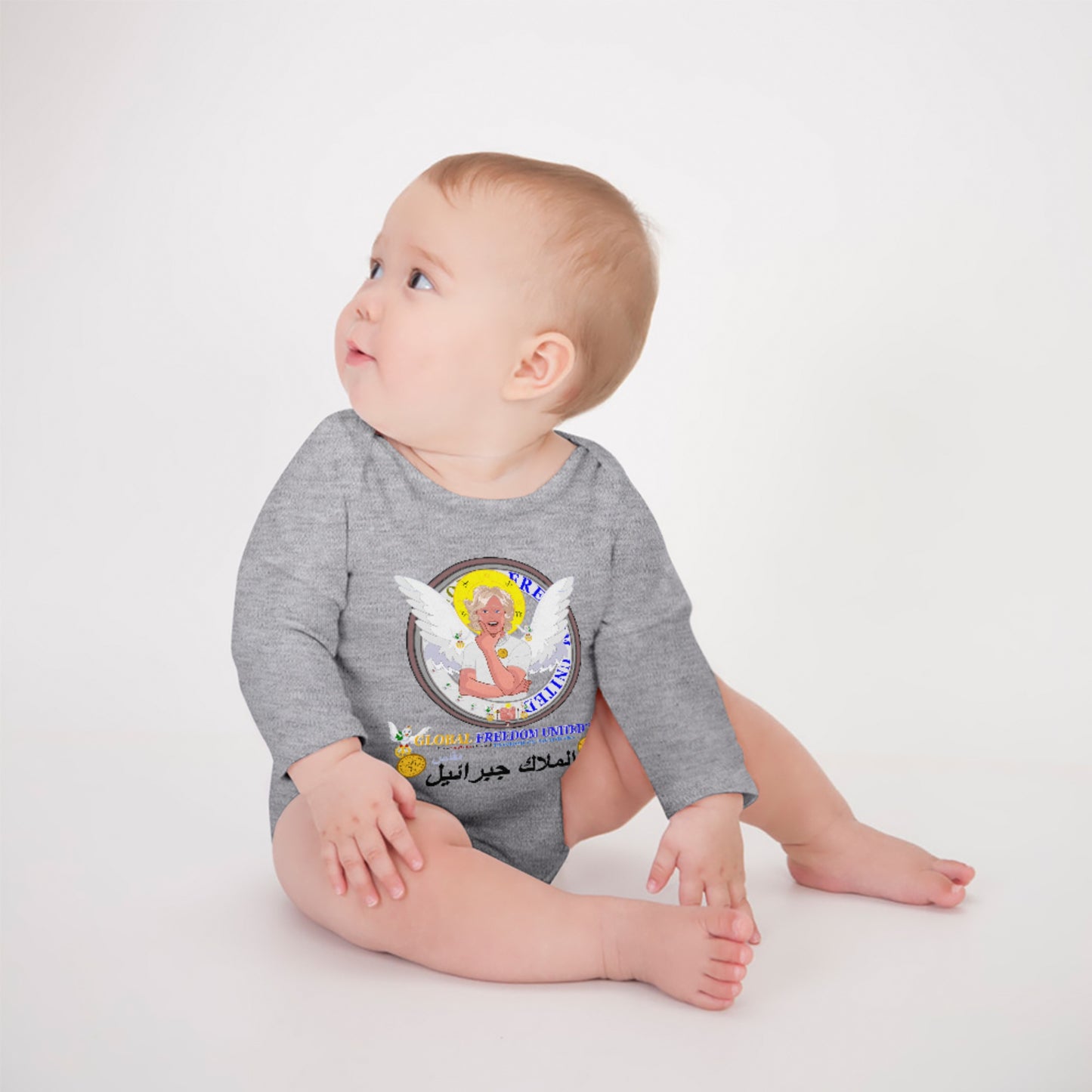 Baby Long-sleeve Bodysuit GLOBAL FREEDOM UNITED© Archangel Gabriel Arabic