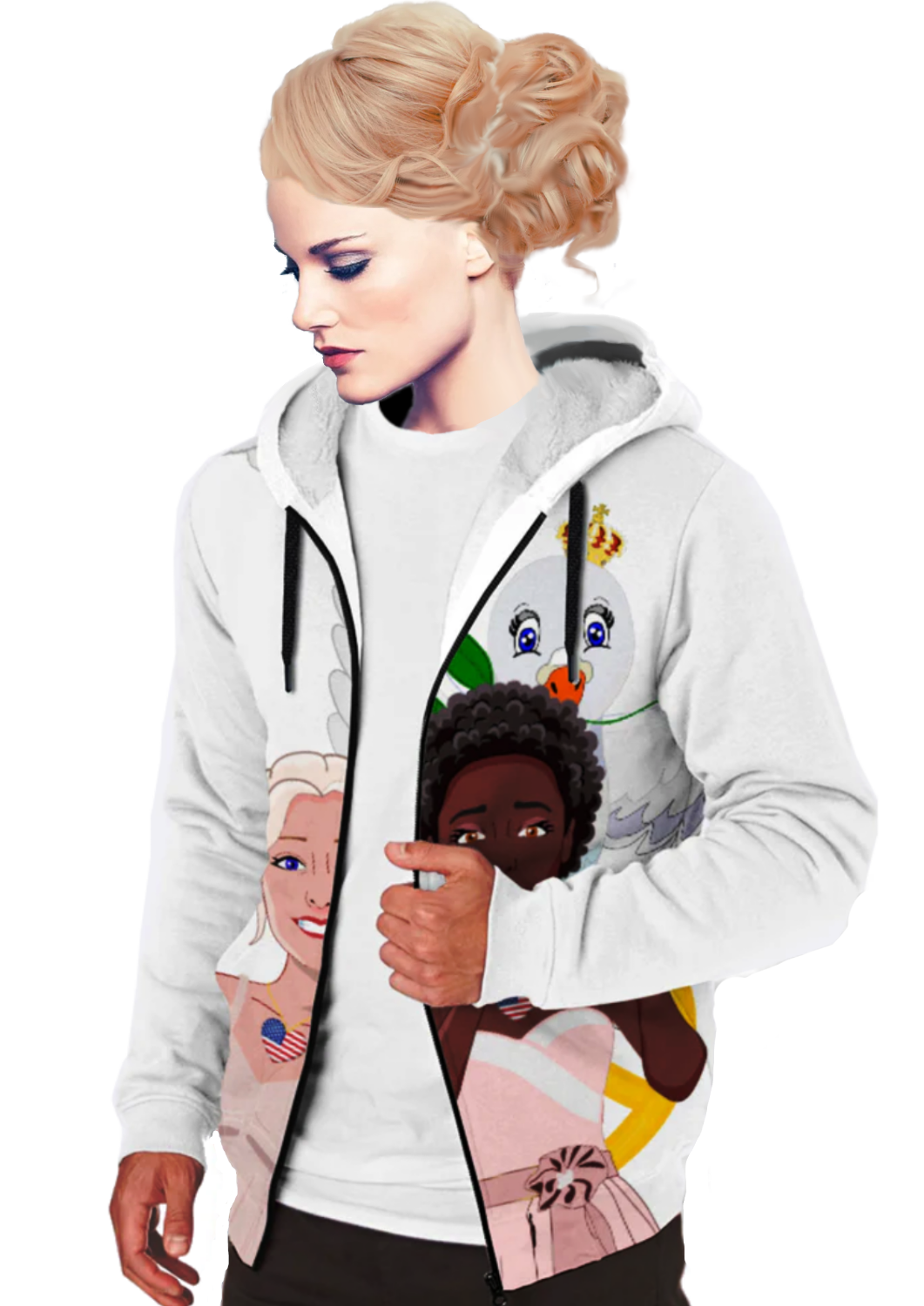 Plush Hoodie GLOBAL FREEDOM UNITED© Women Anti Racism & Fascism USA Big