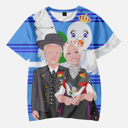 AOP Kids' Short T-Shirts GLOBAL FREEDOM UNITED COUPLE EDITION GERMANY V1 DEEP BLUE