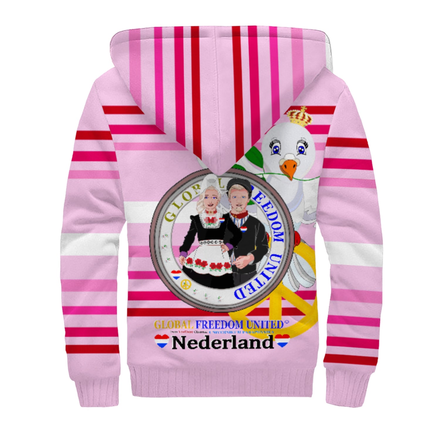 Plush Hoodie GLOBAL FREEDOM UNITED© Couple Nederland Pink1