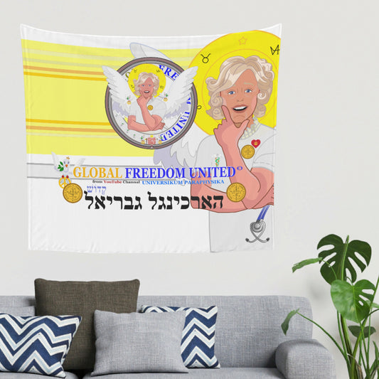 Tapestry GLOBAL FREEDOM UNITED© Archangel Gabriel Hebrew  Yellow