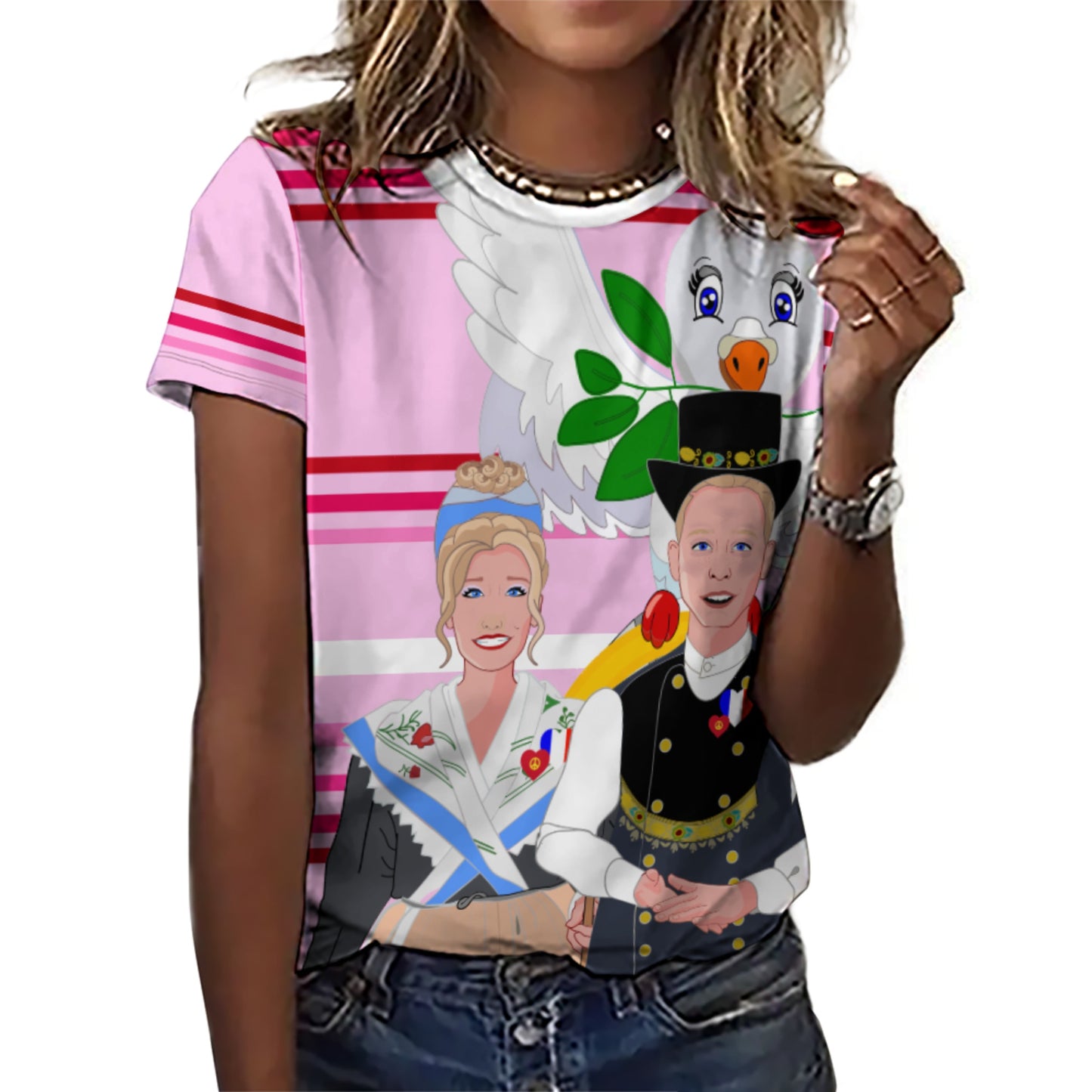 Women´s T-shirt GLOBAL FREEDOM UNITED© Couple French Pink1