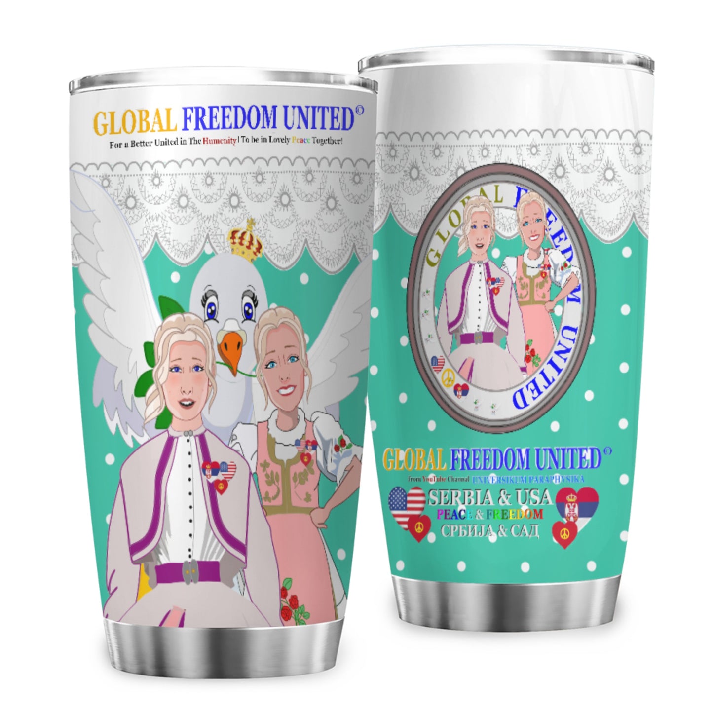 Tumbler 2 GLOBAL FREEDOM UNITED© Women Serbia & USA Green