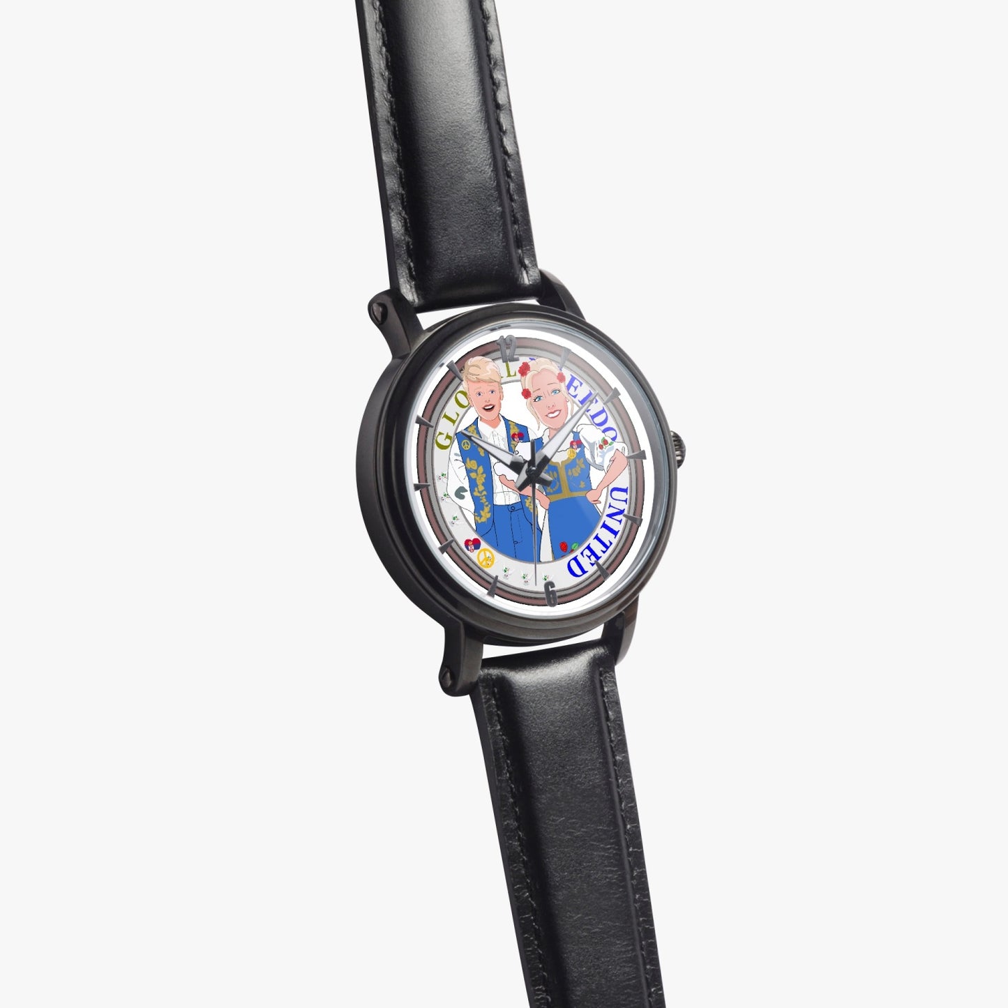 46mm Unisex Automatic Watch(Black) GLOBAL FREEDOM UNITED COUPLE EDITION SERBIA BLUE