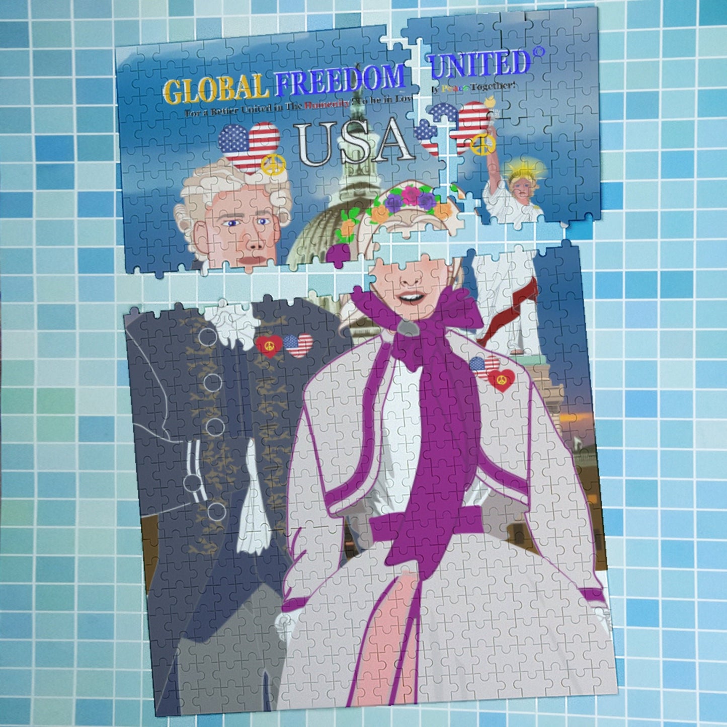 Puzzle GLOBAL FREEDOM UNITED©  Couple USA Tradition
