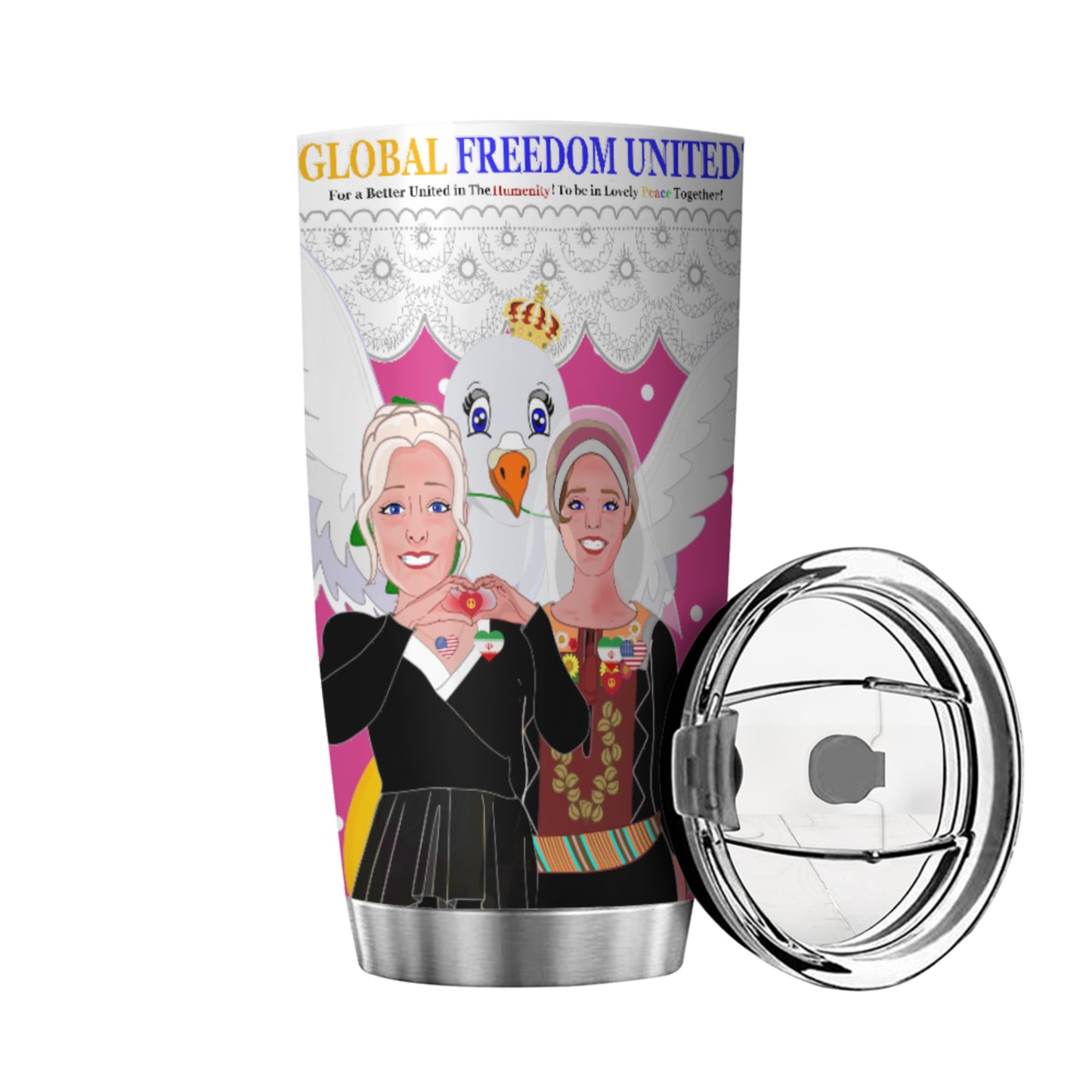 Tumbler GLOBAL FREEDOM UNITED© Women Iran & USA Pink2