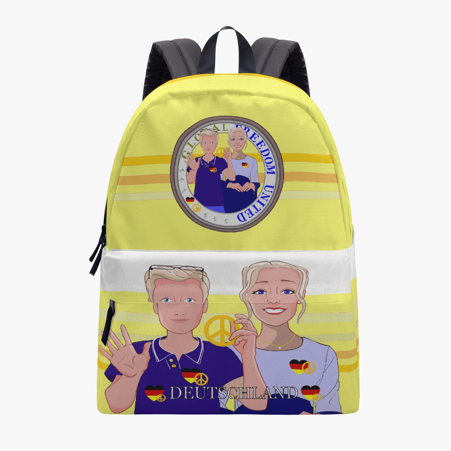 All-over-print Canvas Backpack GLOBAL FREEDOM UNITED COUPLE EDITION GERMANY V2 YELLOW