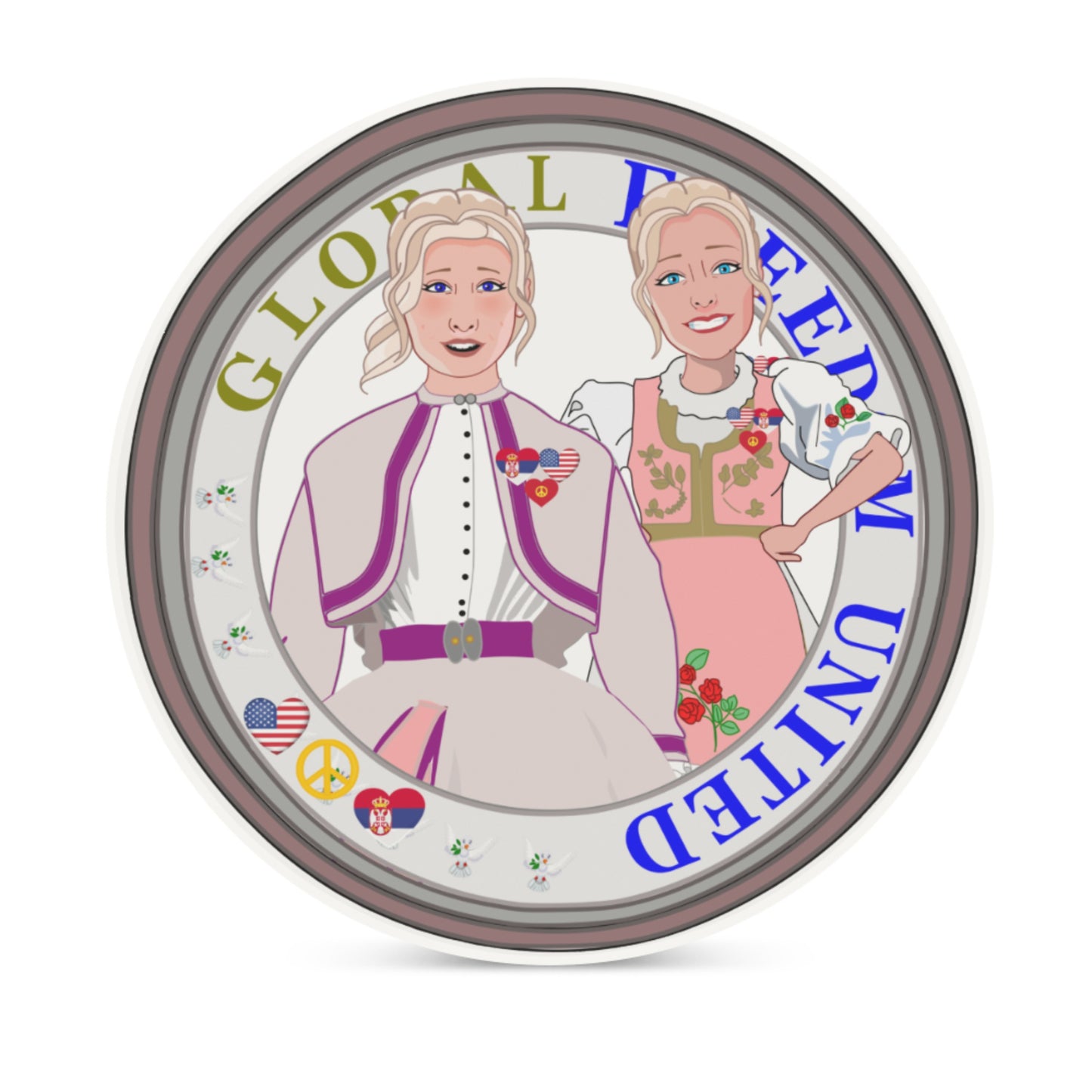 Ceramic Coaster GLOBAL FREEDOM UNITED© Women Serbia & USA