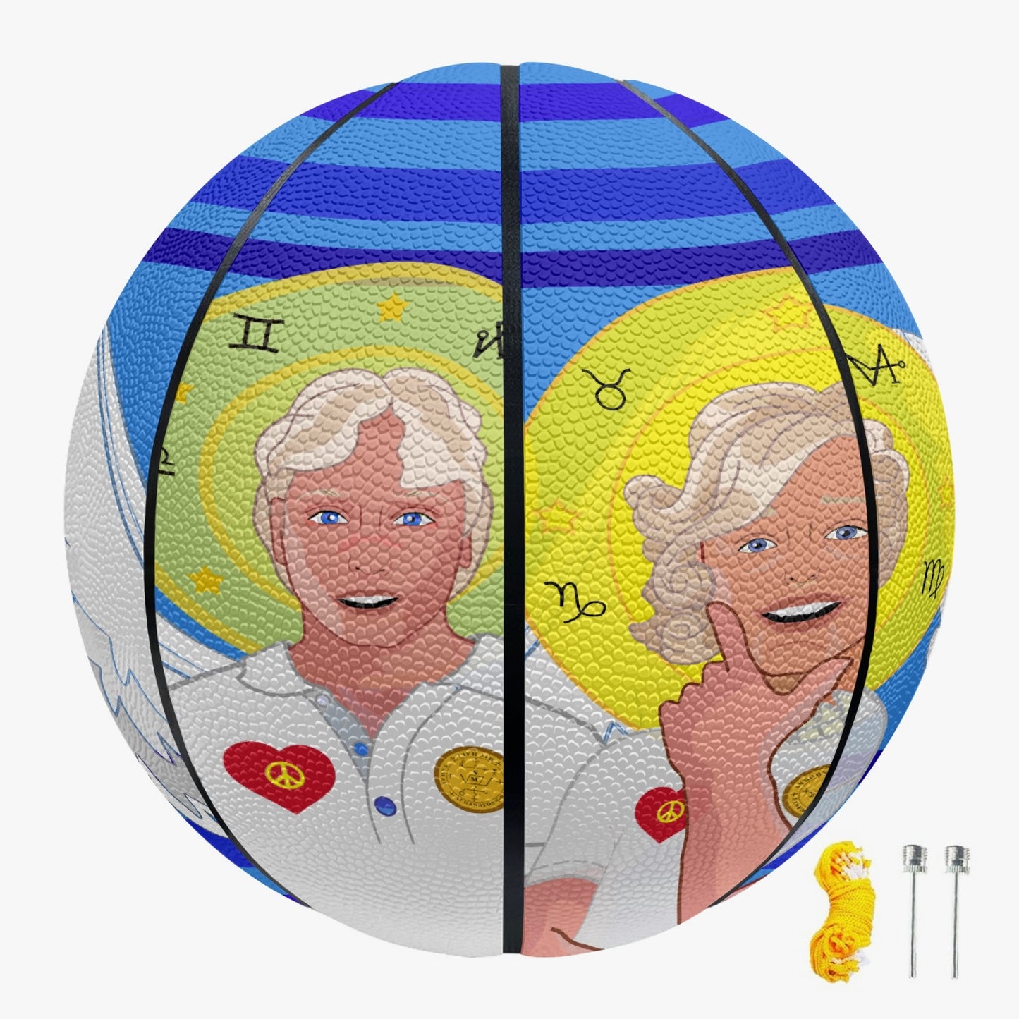 Basketball - Eight - Panel Printed GLOBAL FREEDOM UNITED© 4 ARCHANGELS DEEP BLUE