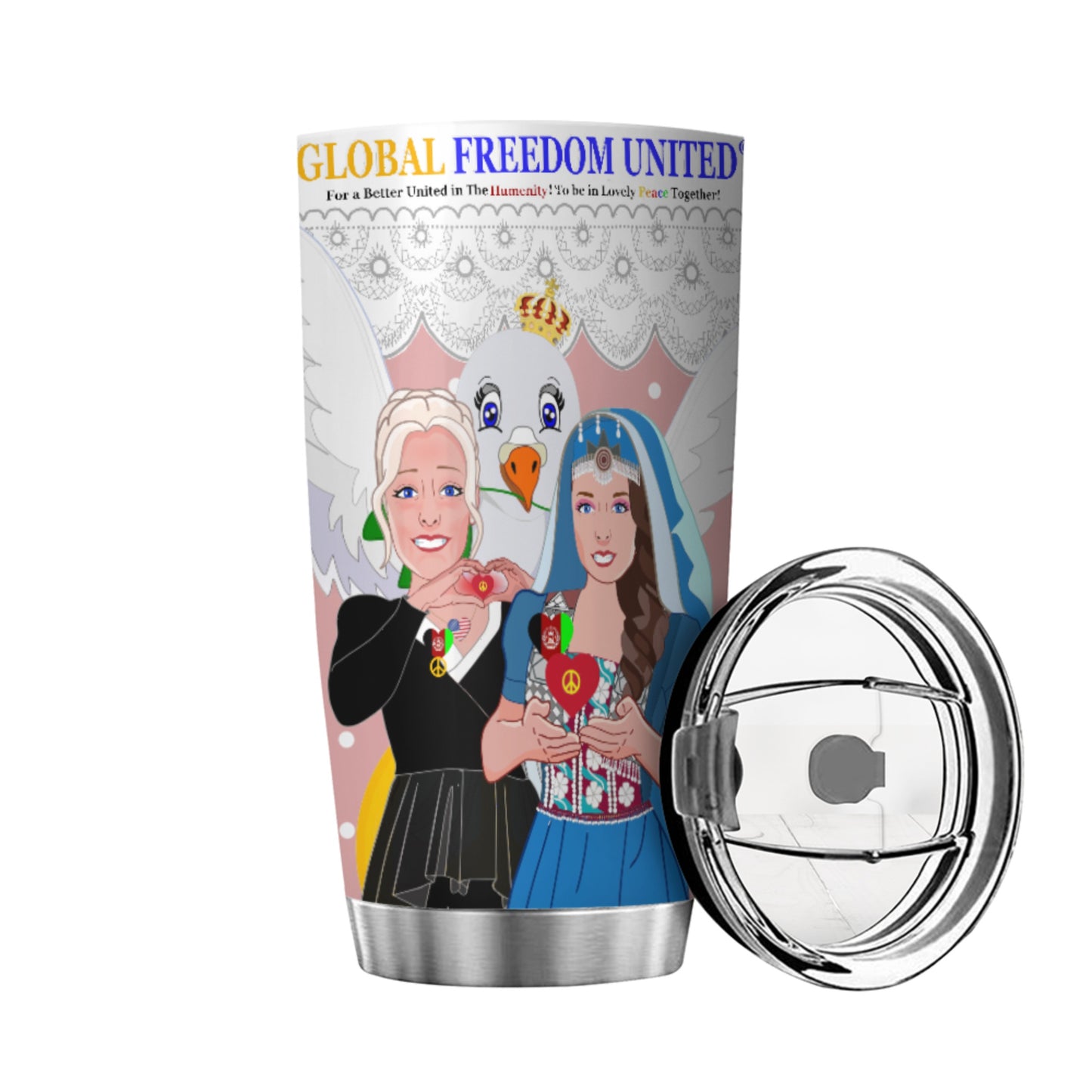 Tumbler GLOBAL FREEDOM UNITED© Women Afghanistan & USA Pink1