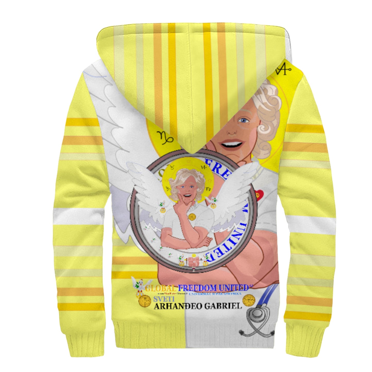 Plush Hoodie GLOBAL FREEDOM UNITED© Archangel Gabriel Croatia Yellow