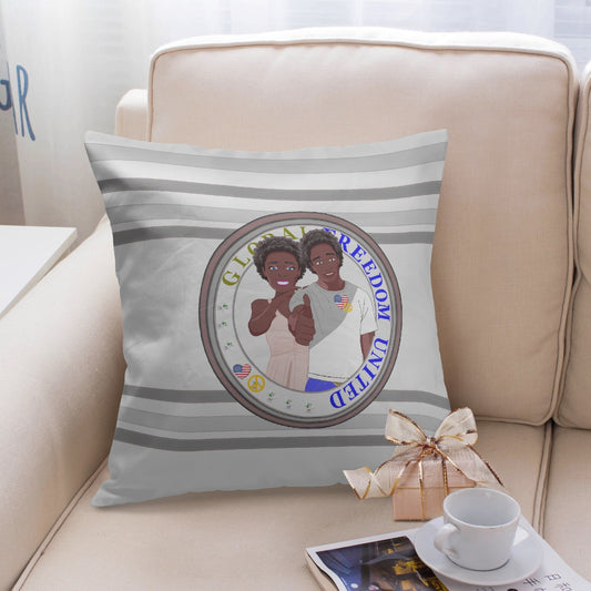 Pillow Cover GLOBAL FREEDOM UNITED©  Couple USA Afro American Grey