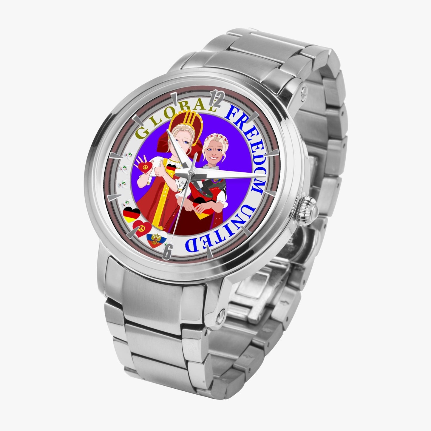 New Steel Strap Automatic Watch (With Indicators) GLOBAL FREEDOM UNITED© RUSSIA & GERMANY