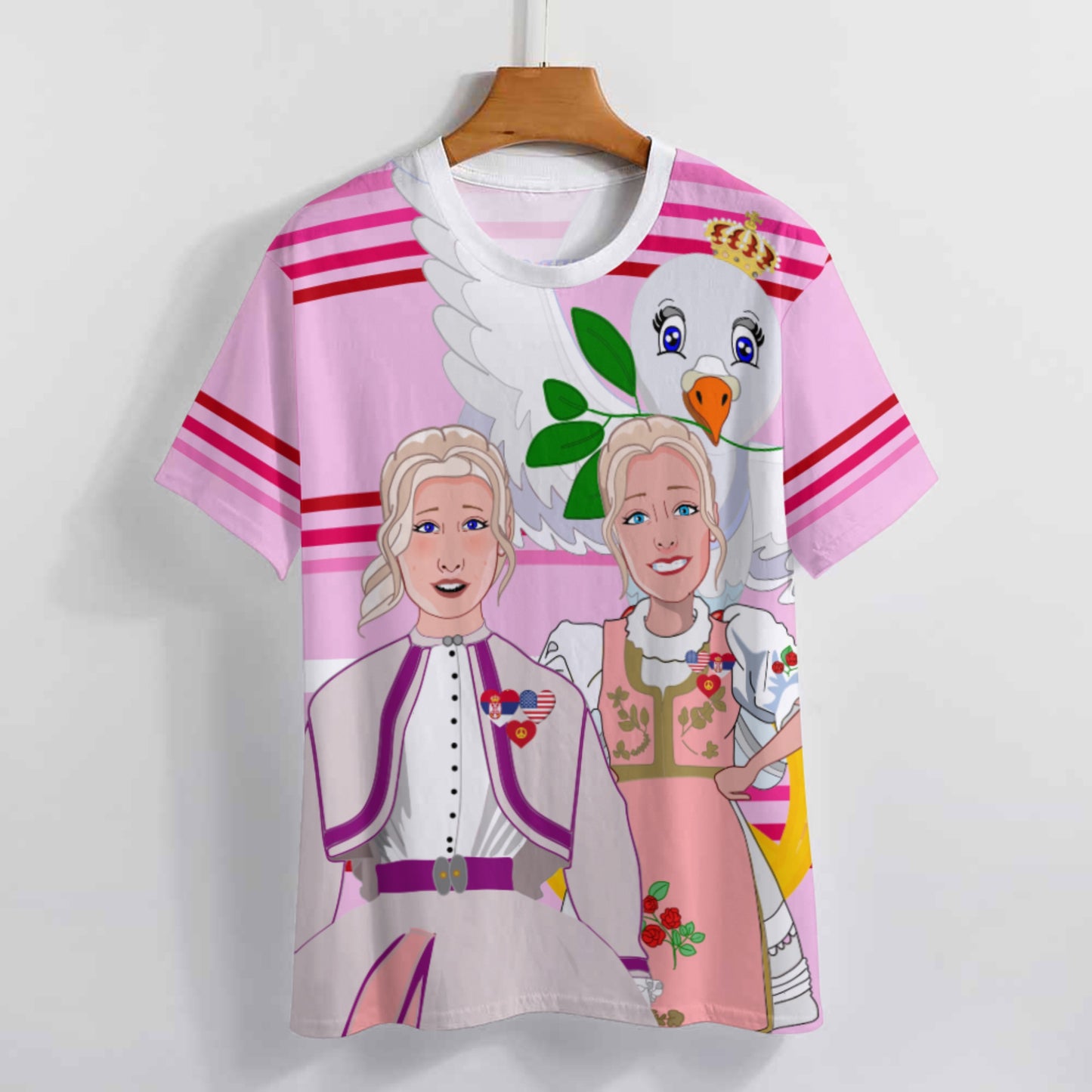 Women´s T-shirt 3 GLOBAL FREEDOM UNITED© Women Serbia & USA Pink1