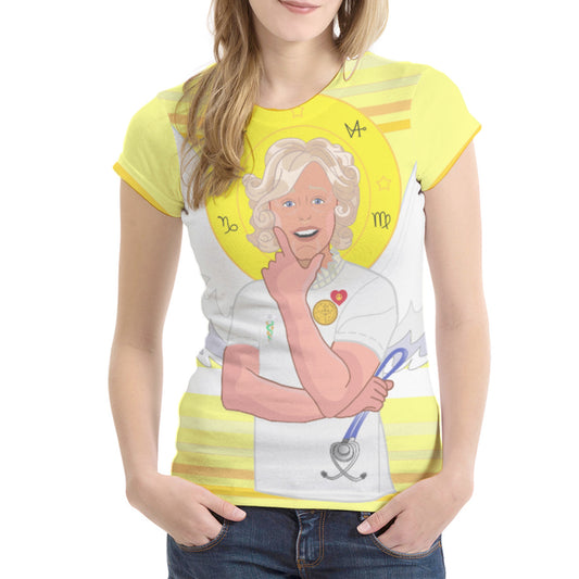 Women´s T-shirt 1 GLOBAL FREEDOM UNITED©  Archangel Gabriel Arabic Yellow