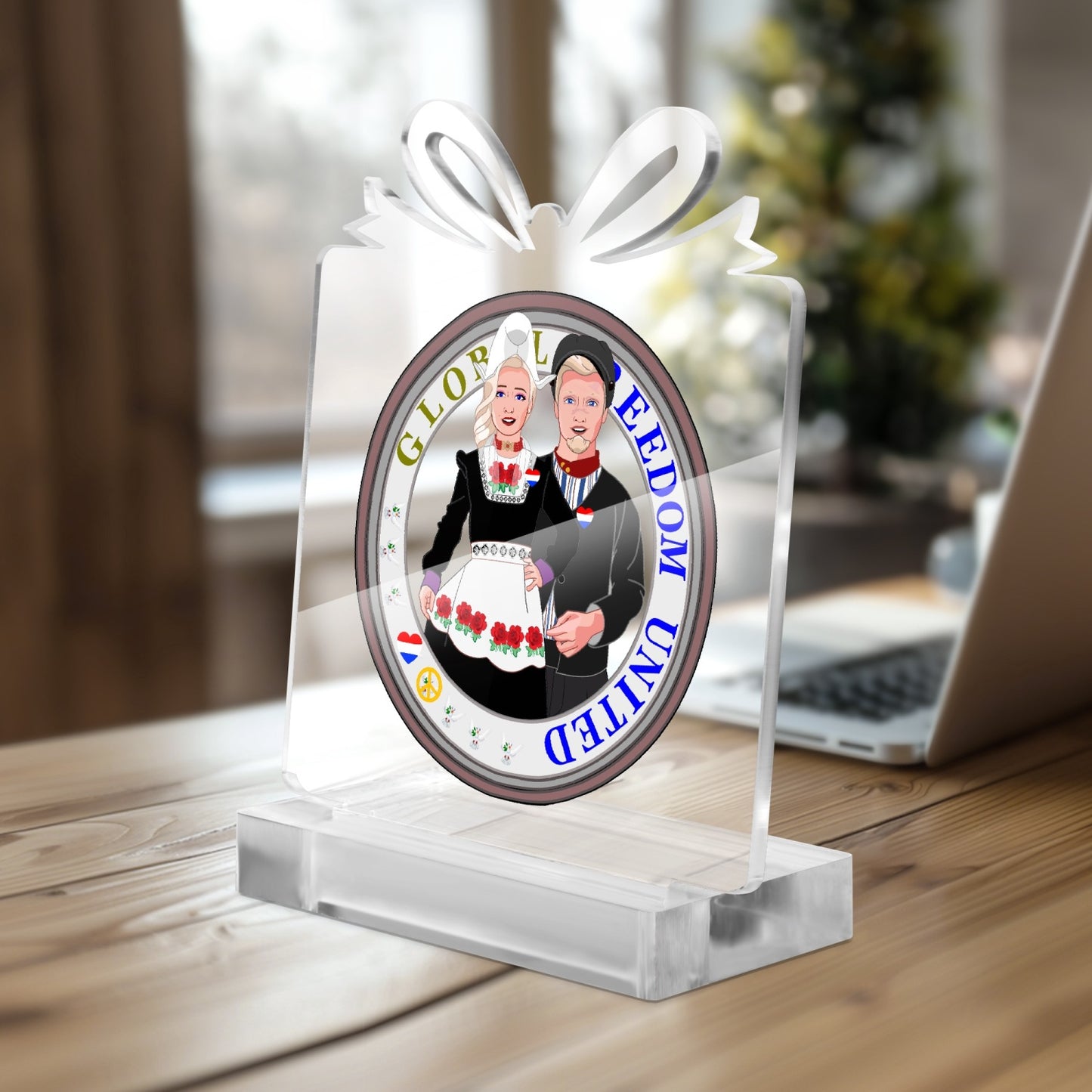 GLOBAL FREEDOM UNITED© Couple Nederland Acrylic Plaque with  Stand - Gift Shape