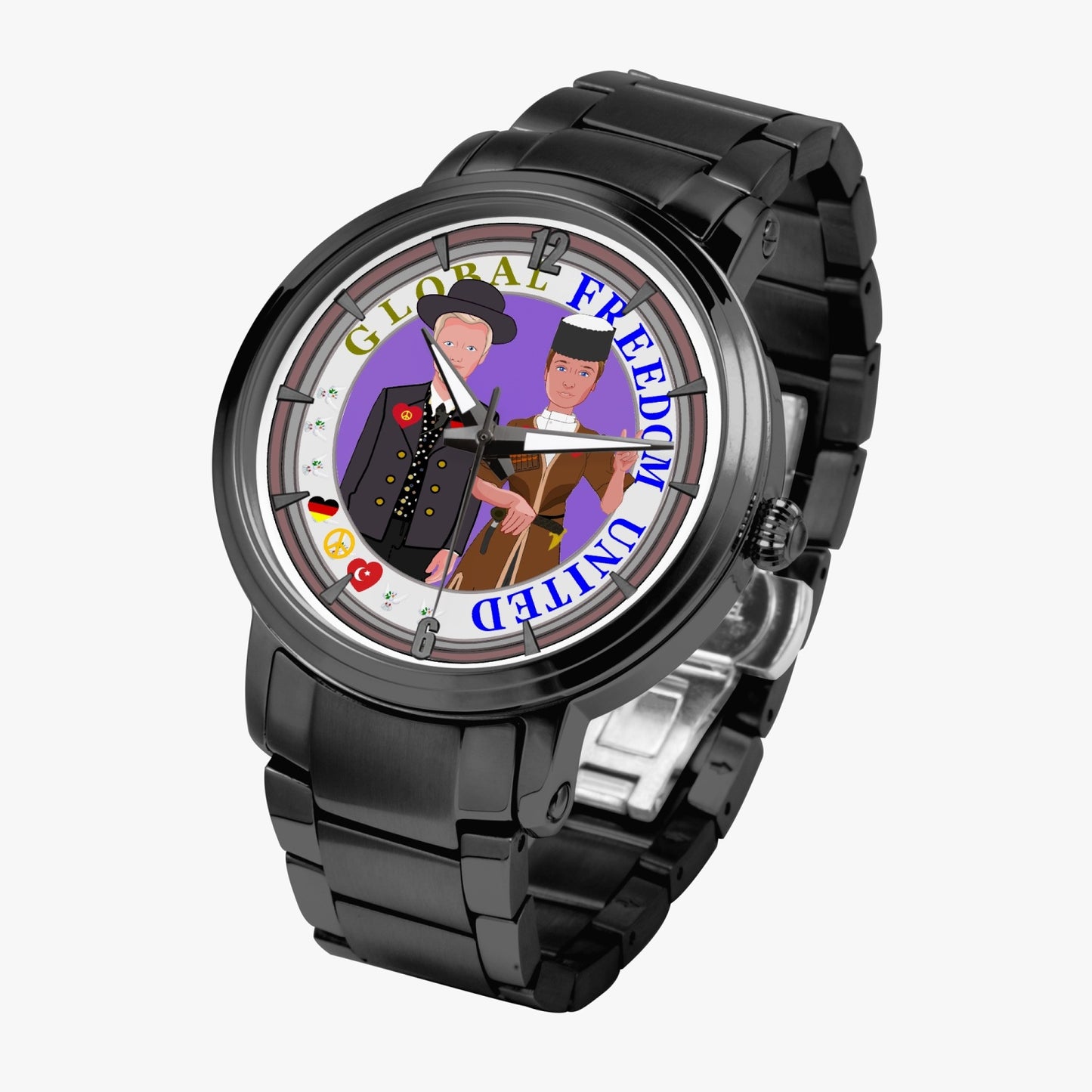 GLOBAL FREEDOM UNITED© New Steel Strap Automatic Watch (With Indicators) Men Germany & Tukrey