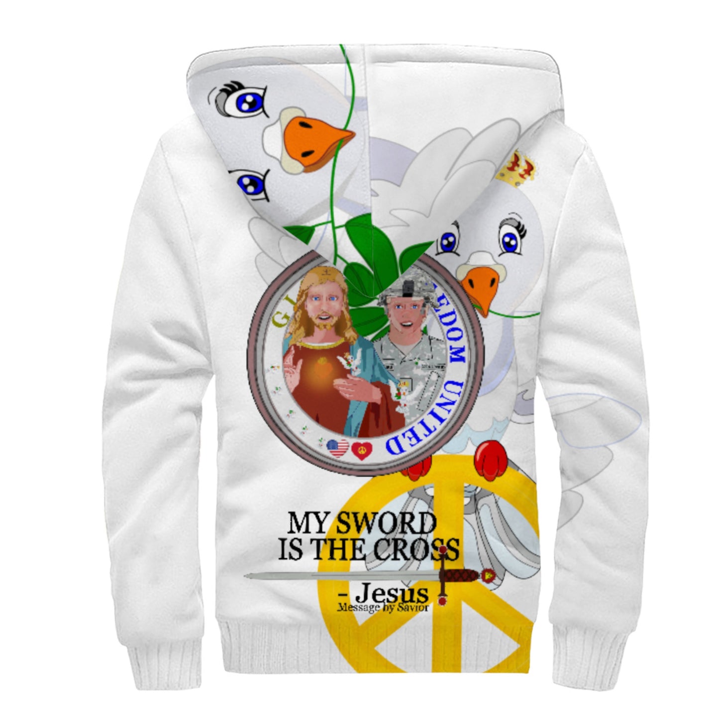 Hoodie Plush Wight  GLOBAL FREEDOM UNITED© Jesus My Sword Is My Cross