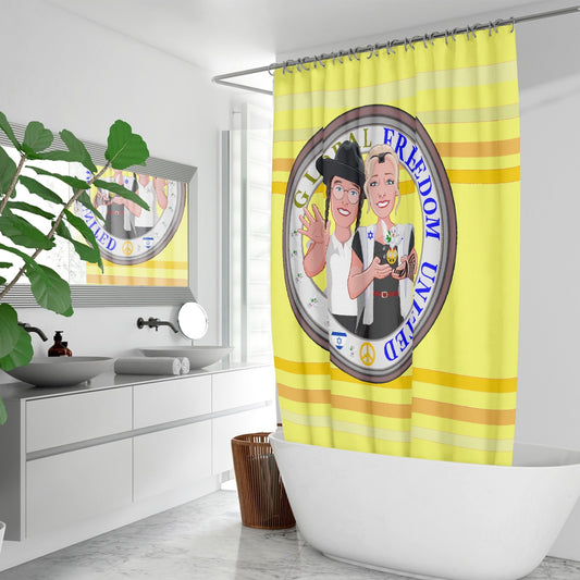 GLOBAL FREEDOM UNITED© Couple Israel Yellowb- Quick-drying Shower Curtain