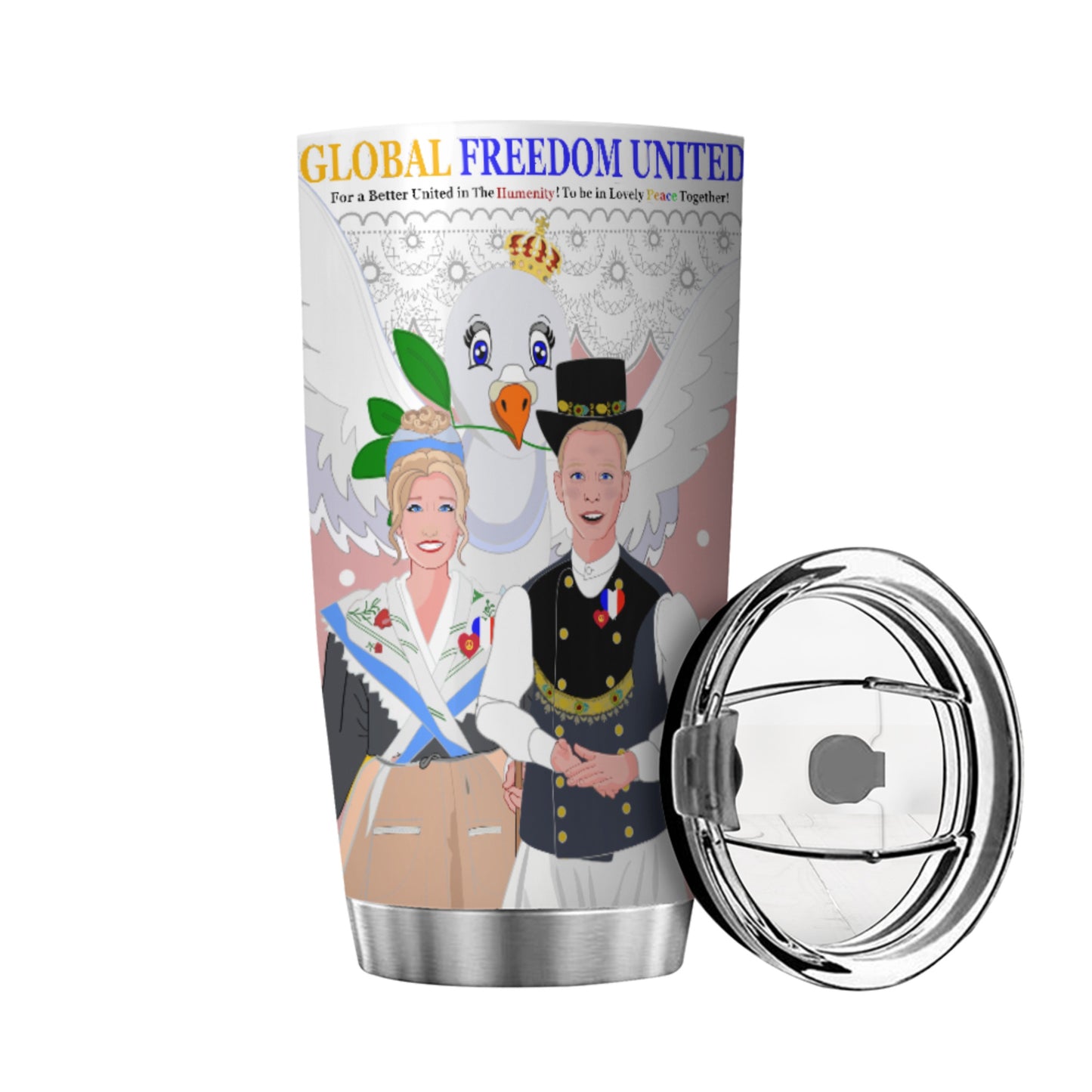 Tumbler GLOBAL FREEDOM UNITED© Couple French Pink1