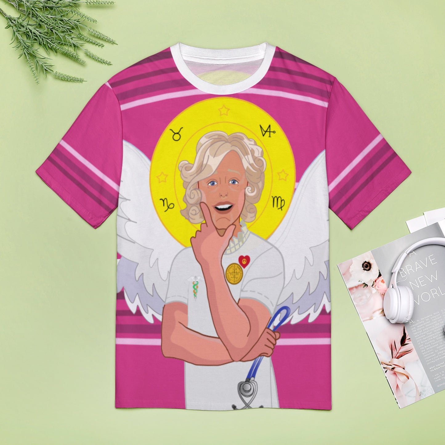 Women´s T-shirt 2 GLOBAL FREEDOM UNITED© Archangel Gabriel Arabic Pink2