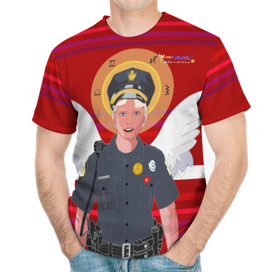 Men´s T-shirt  GLOBAL FREEDOM UNITED© Archangel Michael In Latin V4 Red