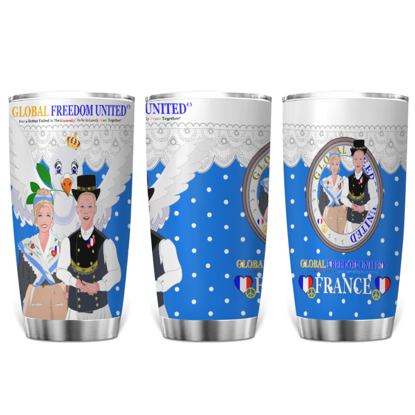 Tumbler GLOBAL FREEDOM UNITED© Couple French Deep Blue