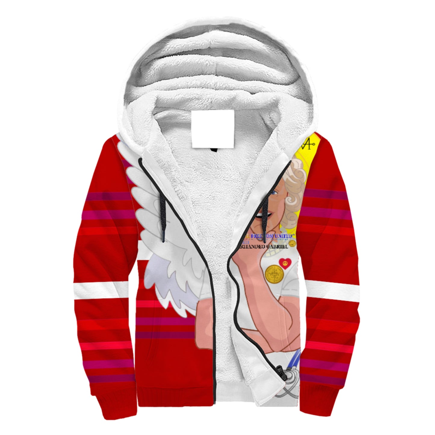 Plush Hoodie GLOBAL FREEDOM UNITED© Archangel Gabriel Croatia  Red
