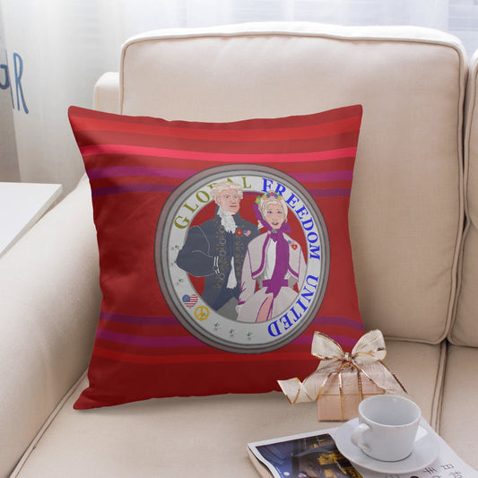 GLOBAL FREEDOM UNITED© Couple USA Georg Washington Red - Square Pillow Cover