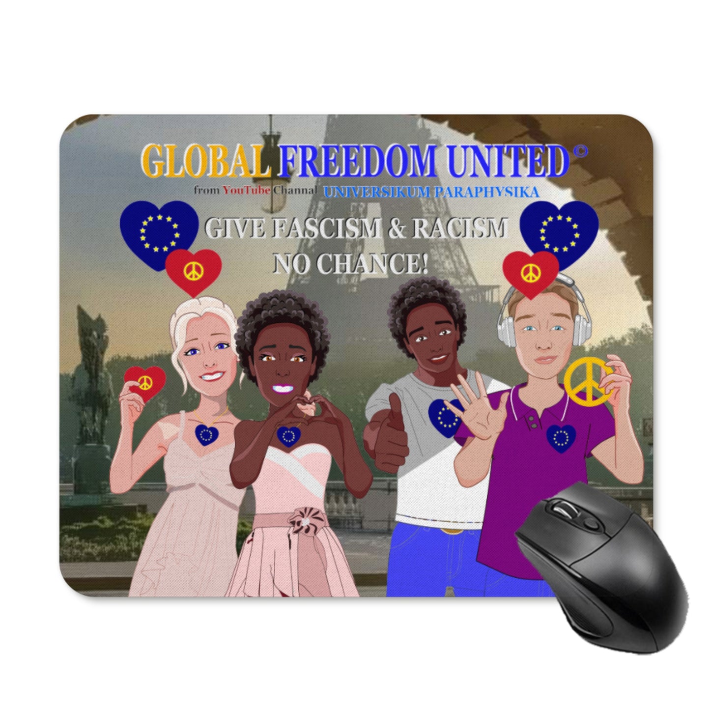 Mouse Pad Global Freedom United© Anti Racism & Fascism