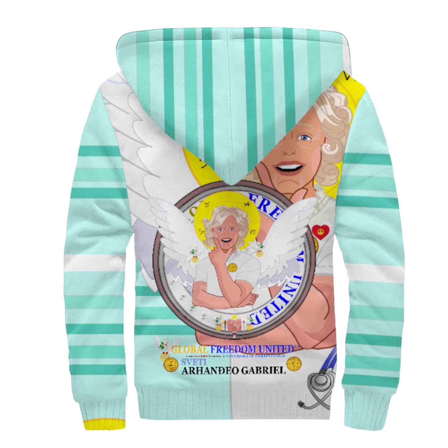 Plush Hoodie GLOBAL FREEDOM UNITED© Archangel Gabriel Croatia Light Green