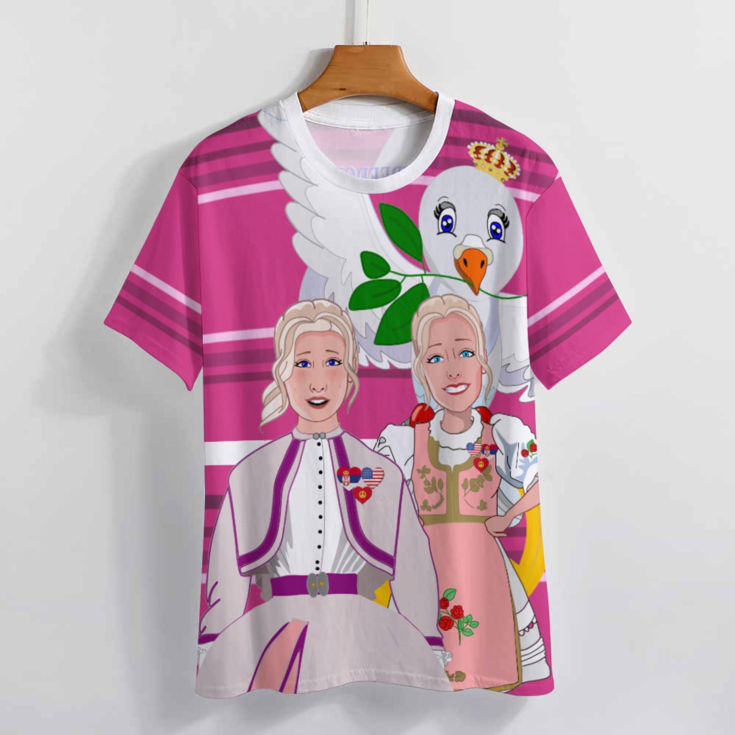 Women´s T-shirt 3 GLOBAL FREEDOM UNITED© Women Serbia & USA Pink2