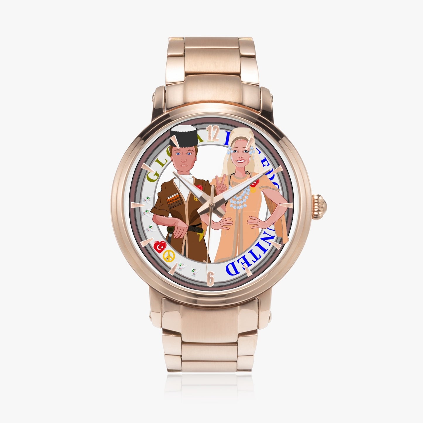 GLOBAL FREEDOM UNITED© Couple Turkey New Steel Strap Automatic Watch (With Indicators)